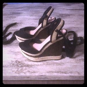 Never worn wedge lace up espadrilles!